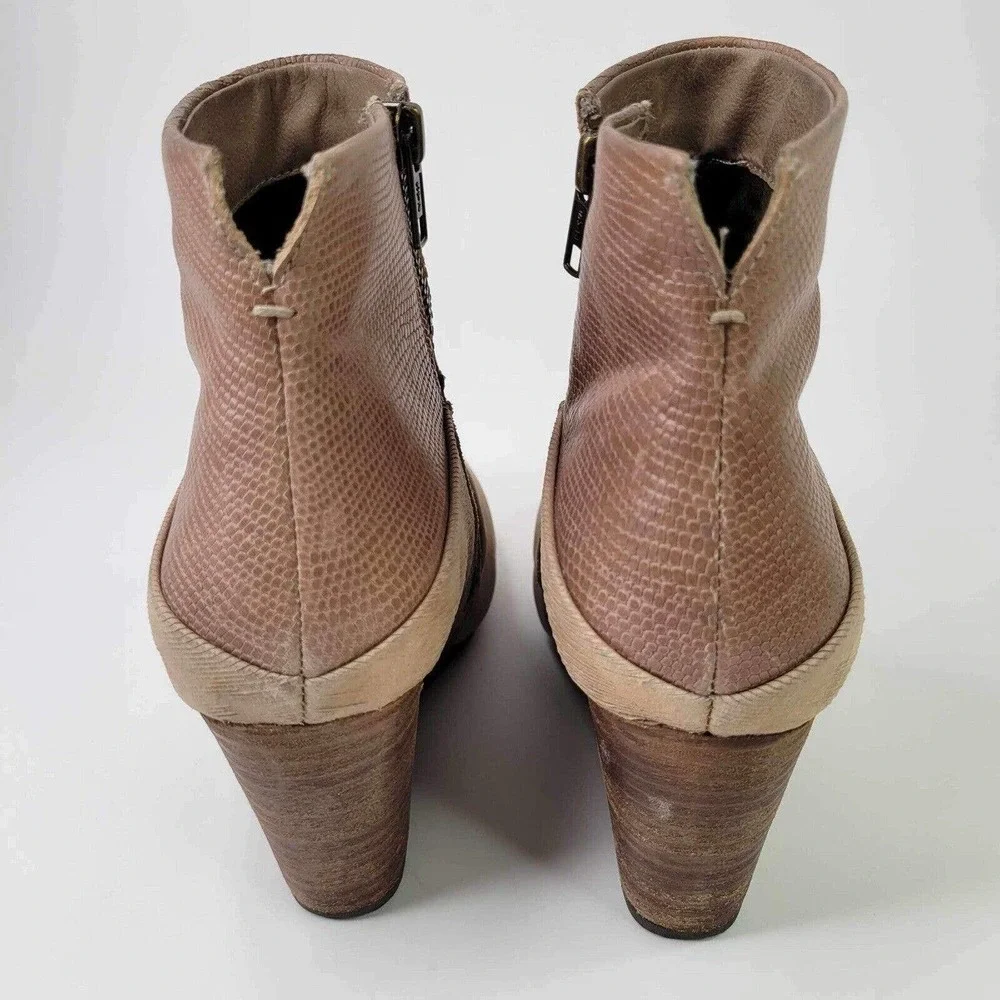 OTBT Ankle Bootie Boot Womens 6.5 Beige Dharma Leather Wedge Comfort Shoe